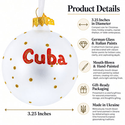 Flag of Cuba Glass Ball Christmas Ornament 3.25 Inches (Made in Ukraine)