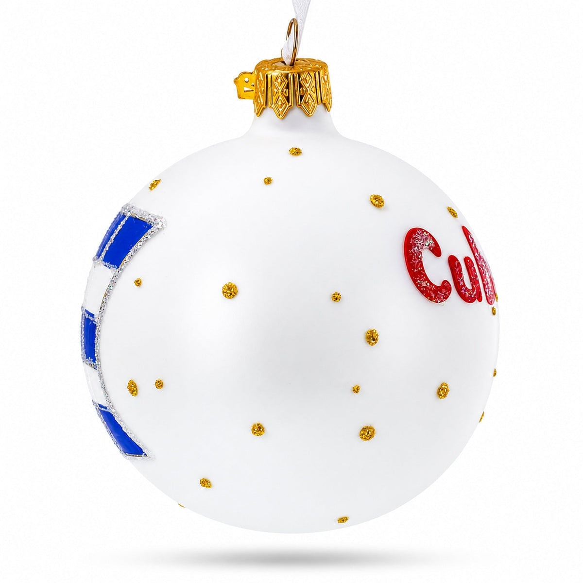 Flag of Cuba Glass Ball Christmas Ornament 3.25 Inches (Made in Ukraine)