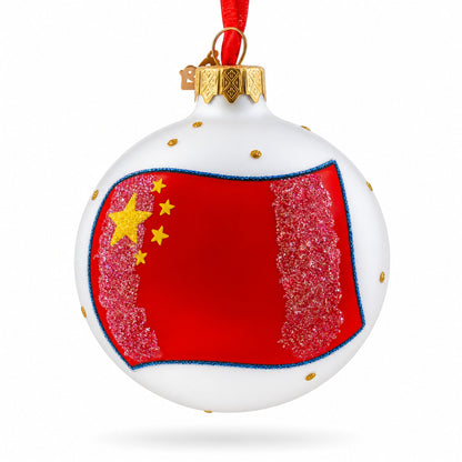 Flag of China Glass Ball Christmas Ornament 3.25 Inches