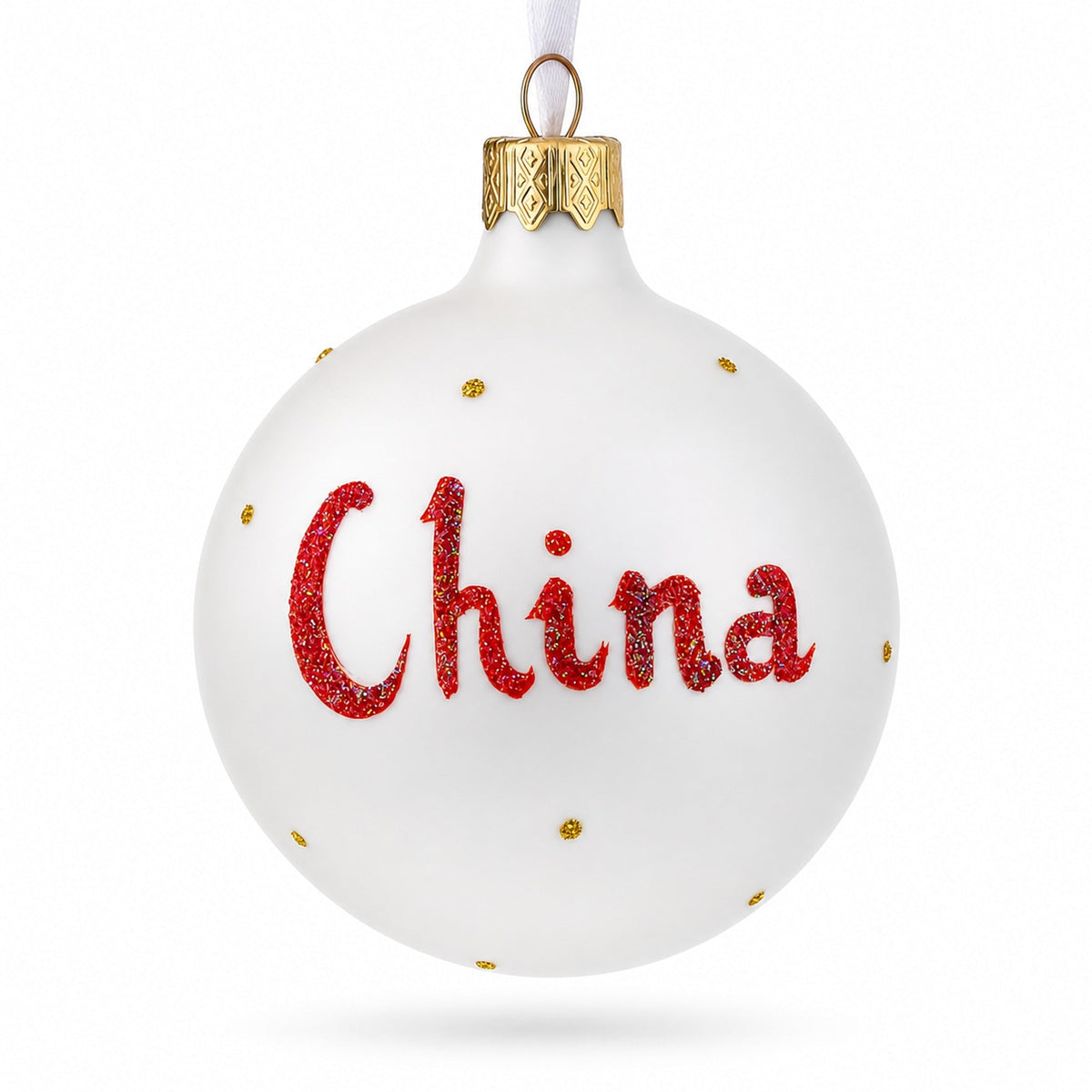 China Coat of Arms Glass Ball Christmas Ornament 3.25 Inches