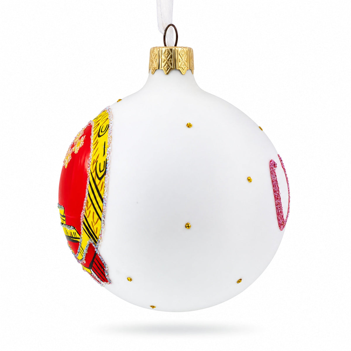 China Coat of Arms Glass Ball Christmas Ornament 3.25 Inches