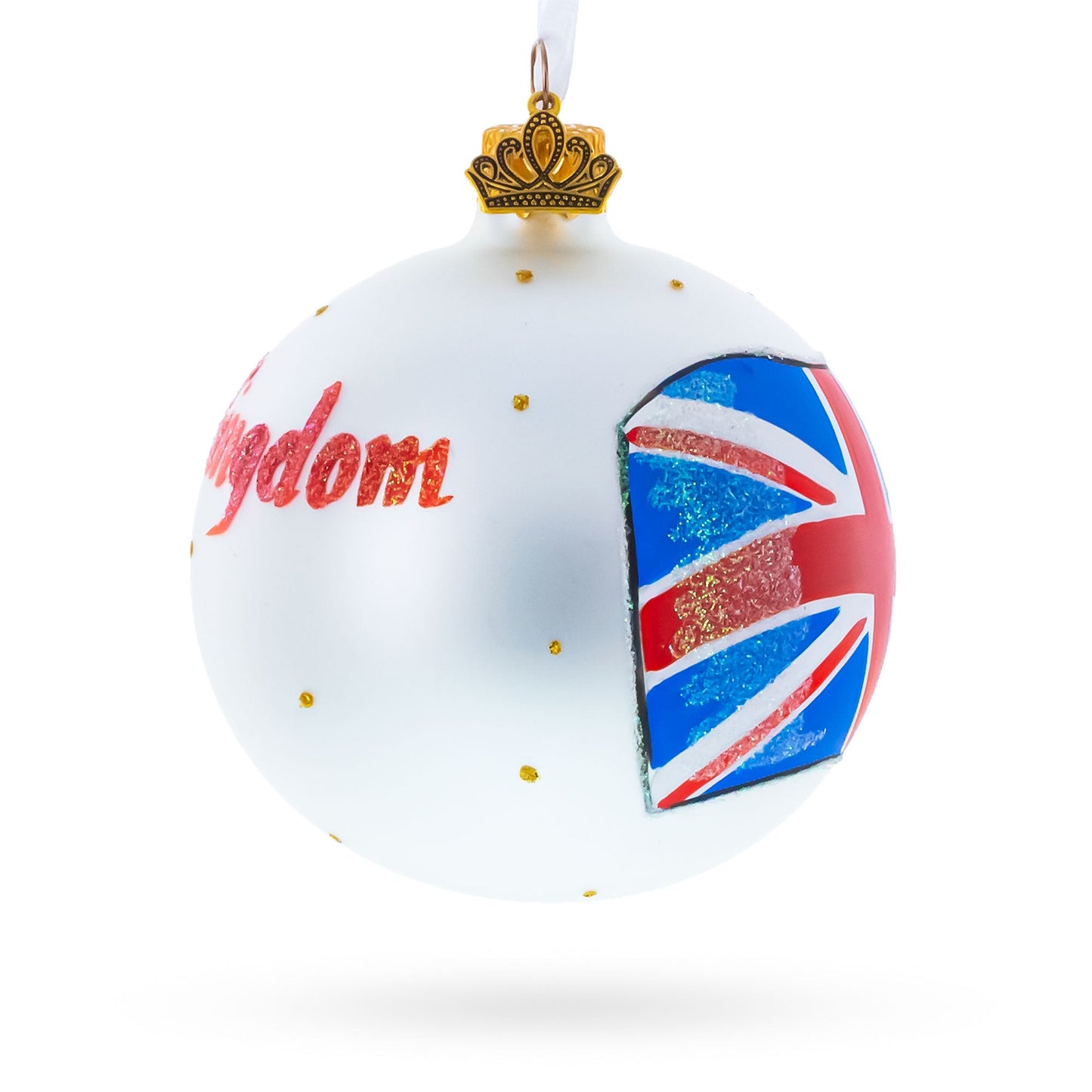 Flag of United Kingdom Glass Ball Christmas Ornament 3.25 Inches