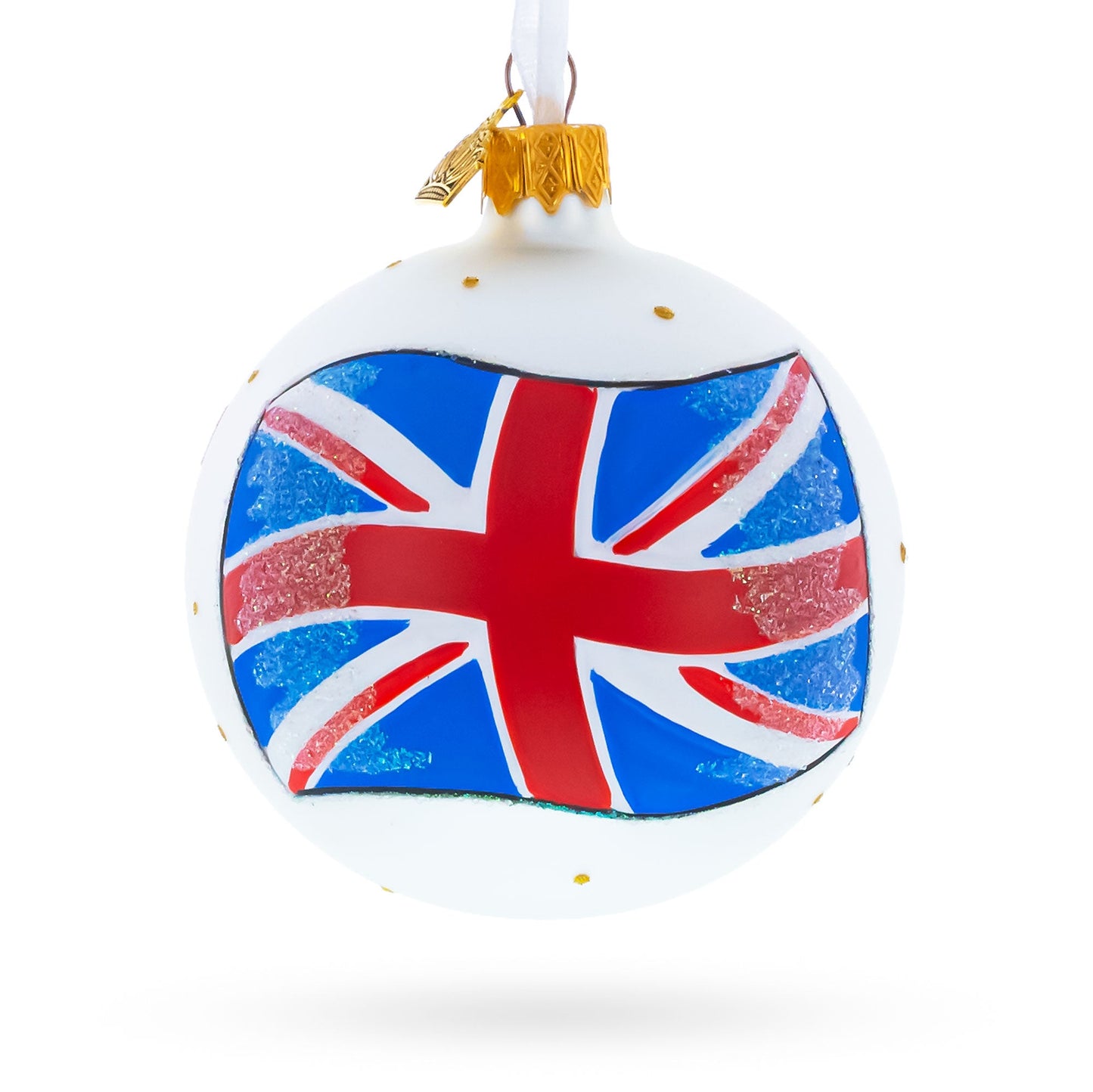 Flag of United Kingdom Glass Ball Christmas Ornament 3.25 Inches