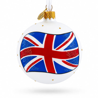 Flag of United Kingdom Glass Ball Christmas Ornament 3.25 Inches