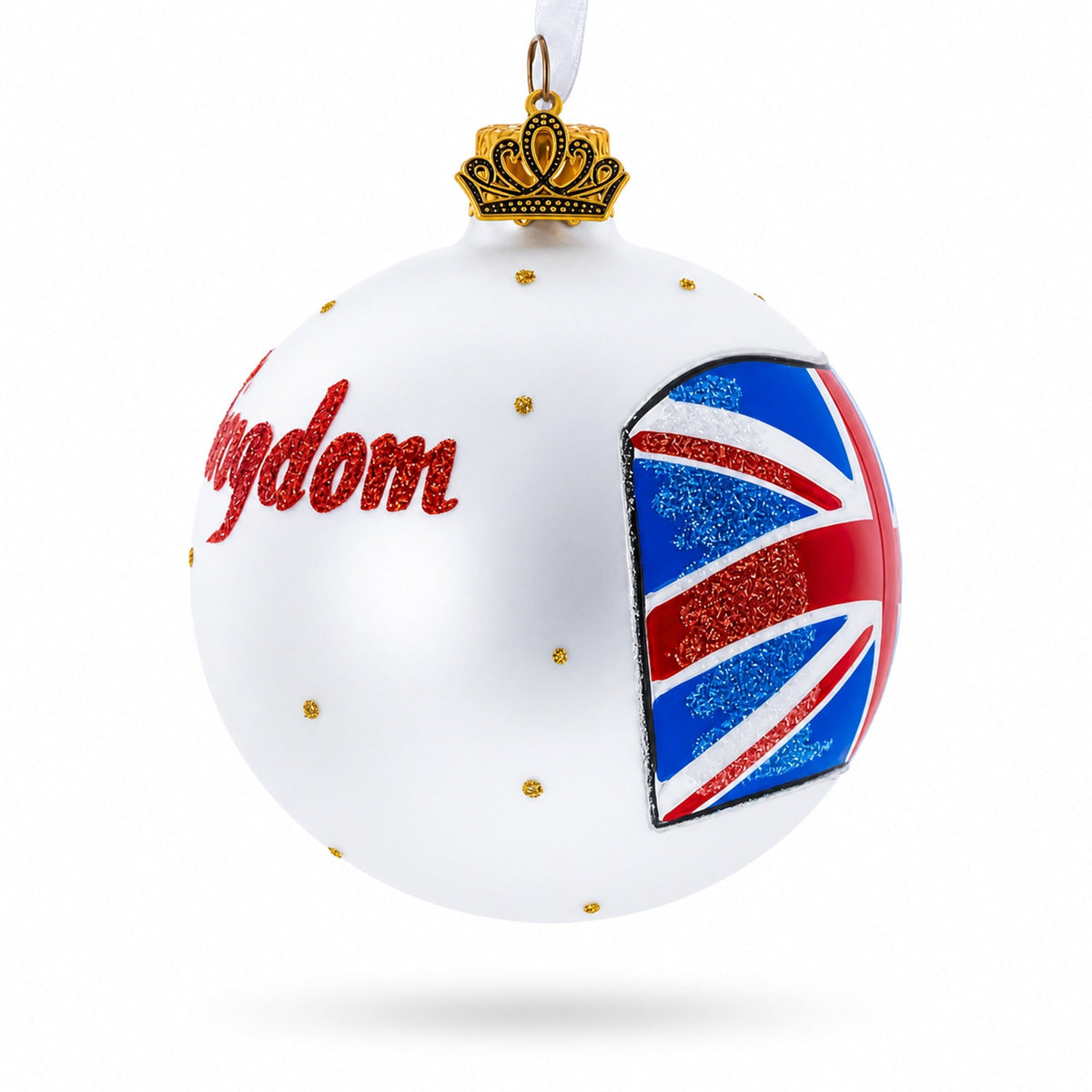 Flag of United Kingdom Glass Ball Christmas Ornament 3.25 Inches