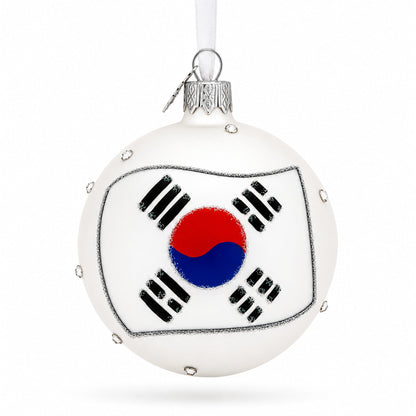 Flag of South Korea Glass Ball Christmas Ornament 3.25 Inches