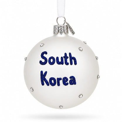Flag of South Korea Glass Ball Christmas Ornament 3.25 Inches