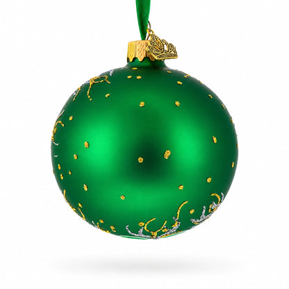 Green Orchid Elegance Glass Ball Christmas Ornament 3.25 Inches