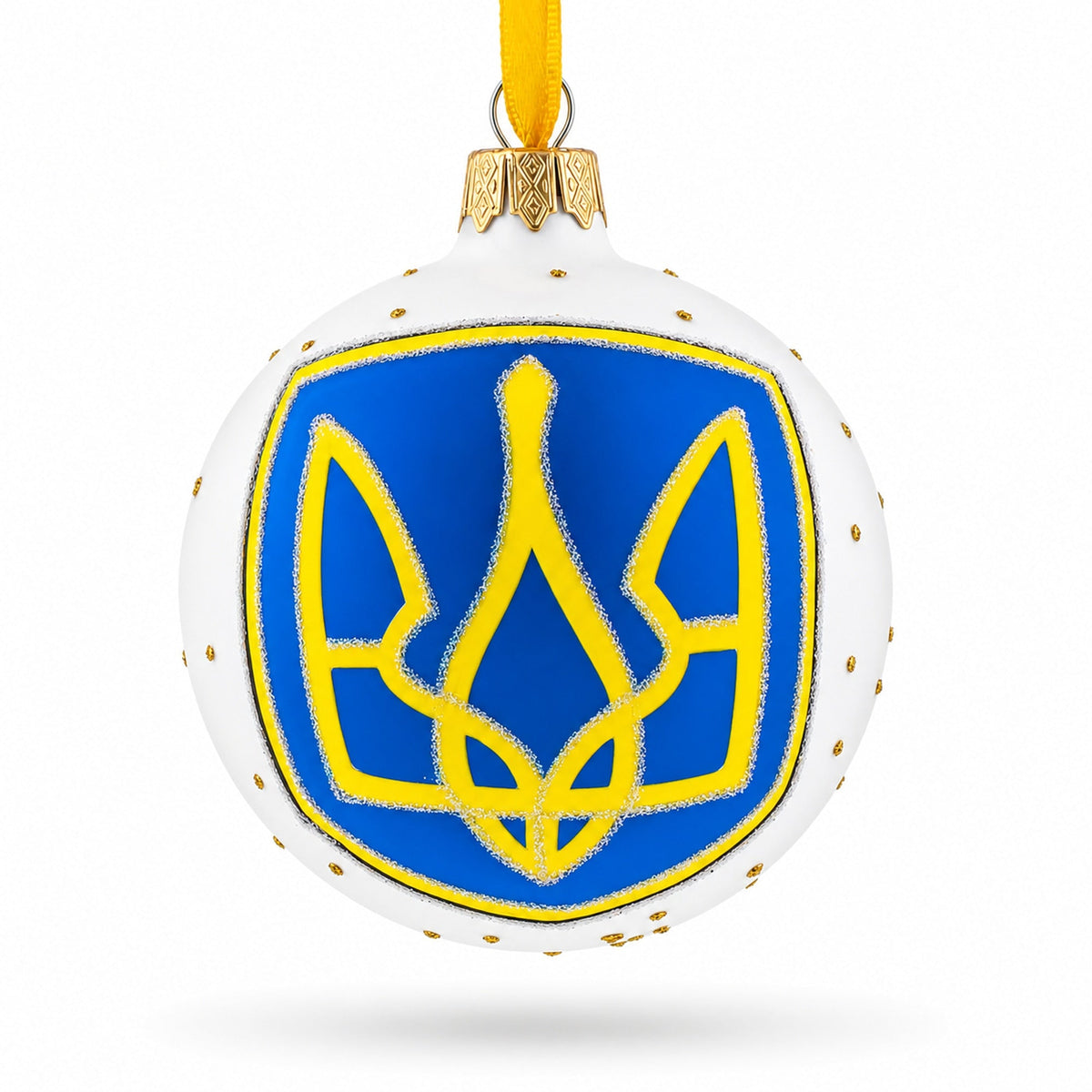 Ukrainian Coat of Arms Glass Ball Christmas Ornament 3.25 Inches
