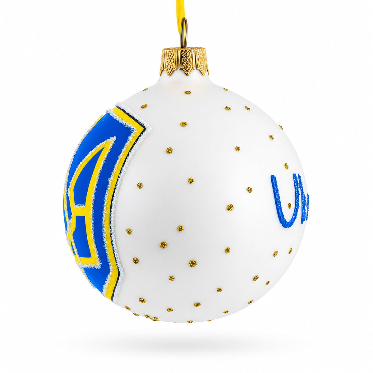 Ukrainian Coat of Arms Glass Ball Christmas Ornament 3.25 Inches