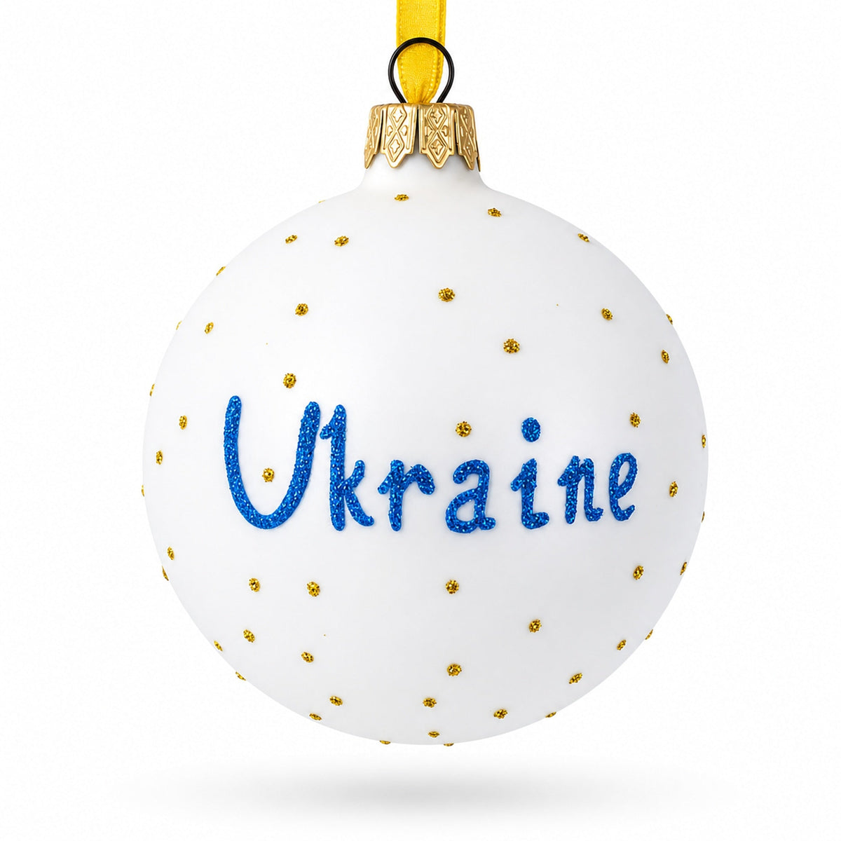 Ukrainian Coat of Arms Glass Ball Christmas Ornament 3.25 Inches