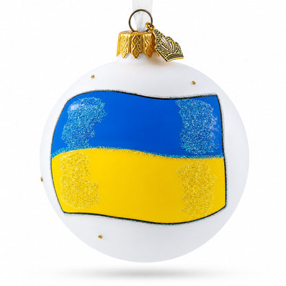 Flag of Ukraine Glass Ball Christmas Ornament 3.25 Inches