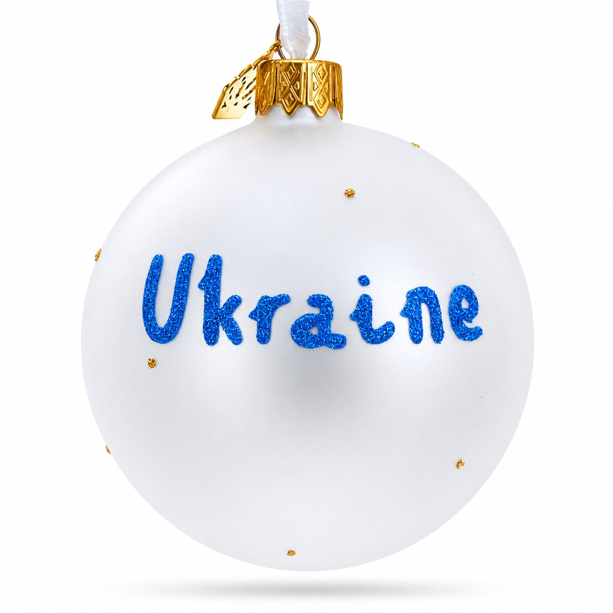 Flag of Ukraine Glass Ball Christmas Ornament 3.25 Inches