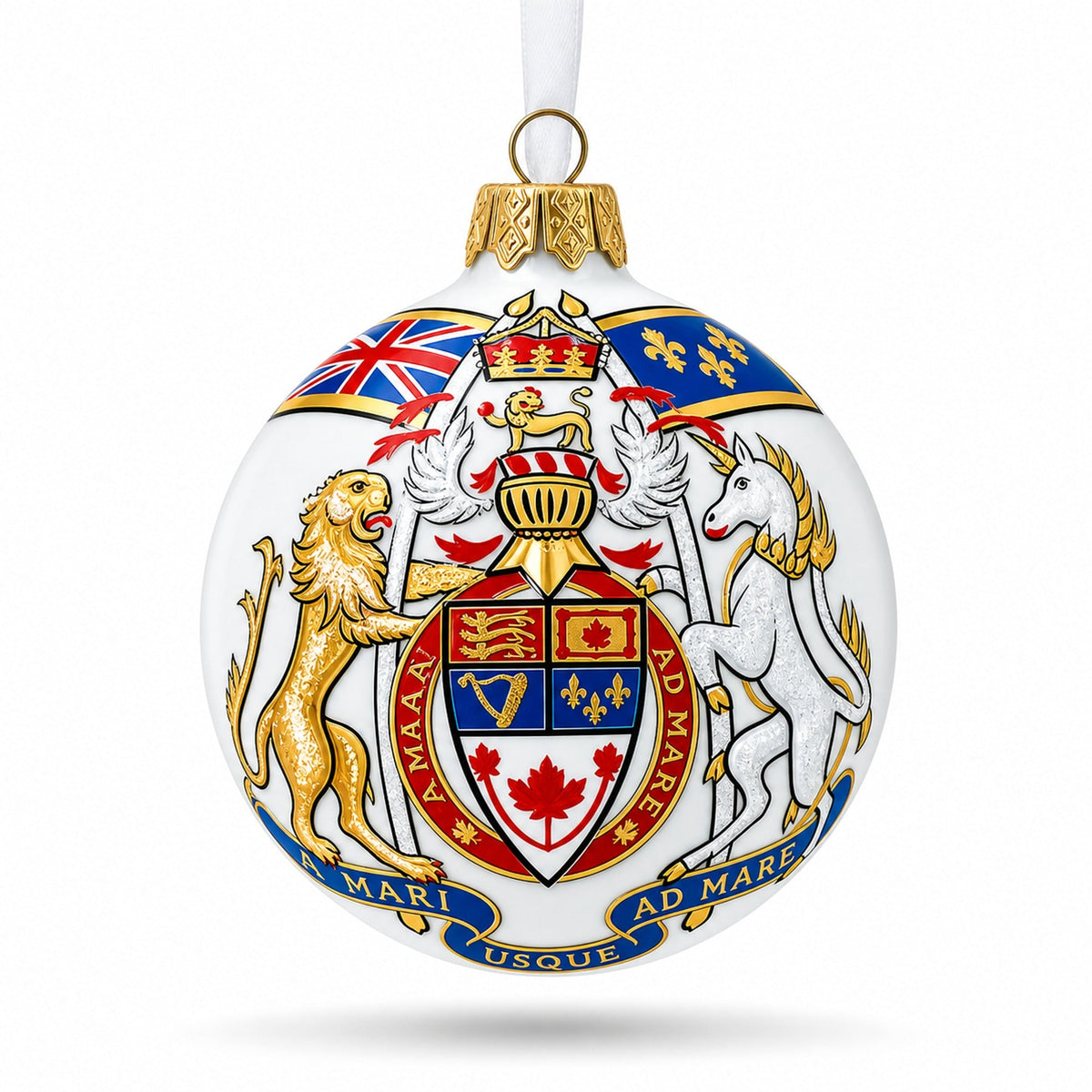 Canada Coat of Arms Glass Ball Christmas Ornament 3.25 Inches
