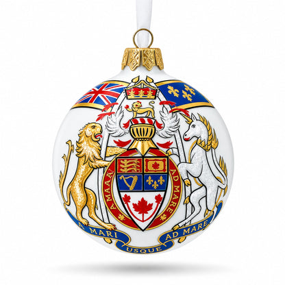 Canada Coat of Arms Glass Ball Christmas Ornament 3.25 Inches