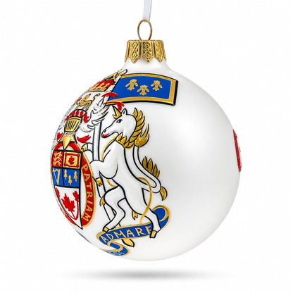 Canada Coat of Arms Glass Ball Christmas Ornament 3.25 Inches