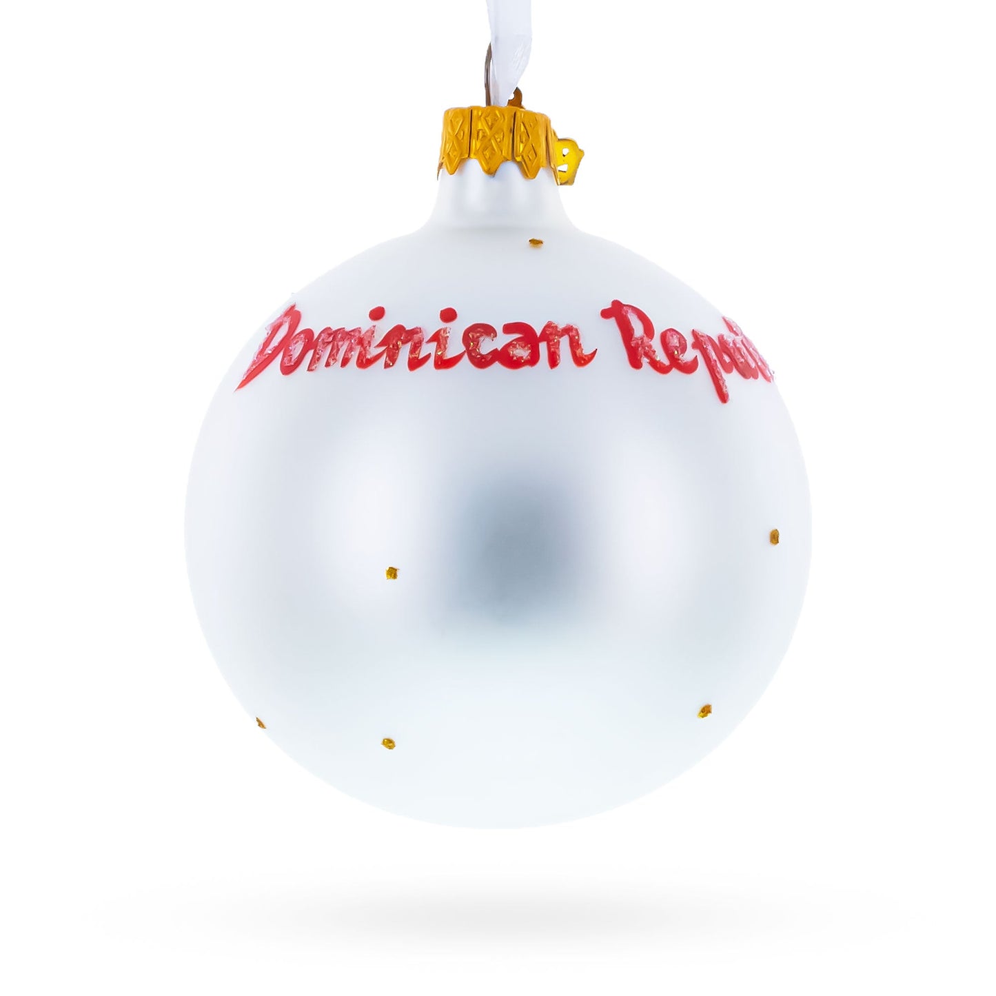 Flag of Dominican Republic Glass Ball Christmas Ornament 3.25 Inches