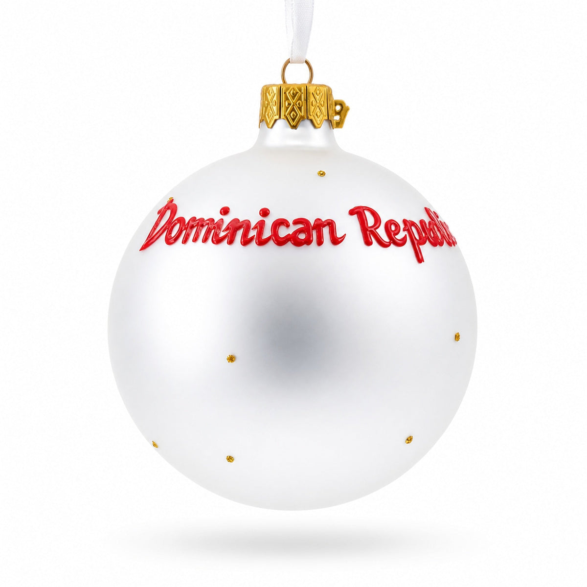 Flag of Dominican Republic Glass Ball Christmas Ornament 3.25 Inches