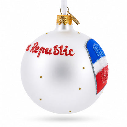 Flag of Dominican Republic Glass Ball Christmas Ornament 3.25 Inches