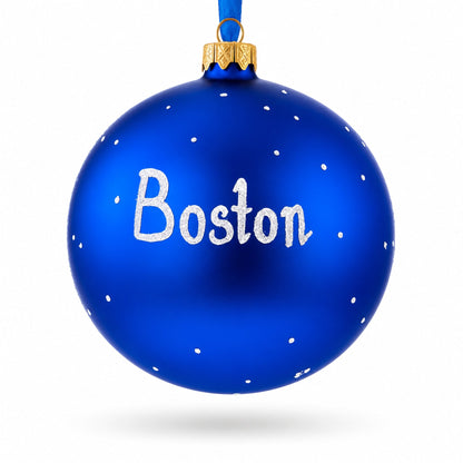 Boston, Massachusetts Glass Ball Christmas Ornament 3.25 Inches