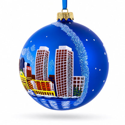 Boston, Massachusetts Glass Ball Christmas Ornament 3.25 Inches