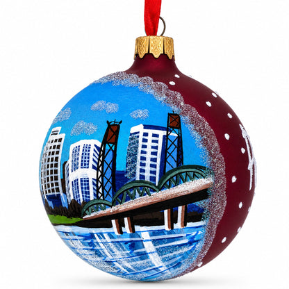 Portland, Oregon Glass Ball Christmas Ornament 3.25 Inches