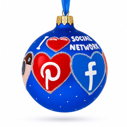 Social Networks Glass Ball Christmas Ornament 3.25 Inches