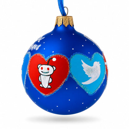 Social Networks Glass Ball Christmas Ornament 3.25 Inches