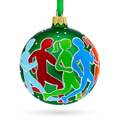 I Love Running Glass Ball Christmas Ornament 3.25 Inches