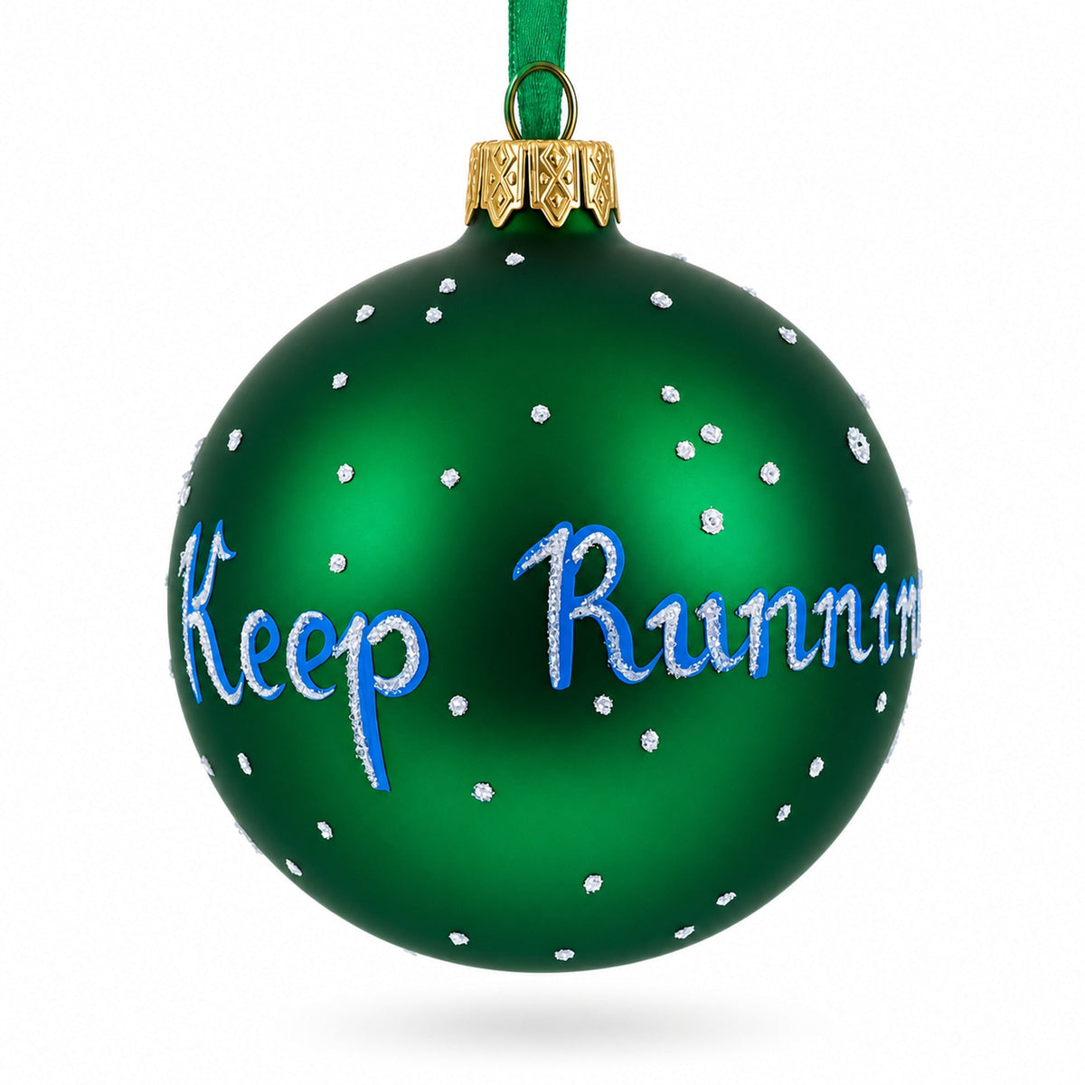 I Love Running Glass Ball Christmas Ornament 3.25 Inches