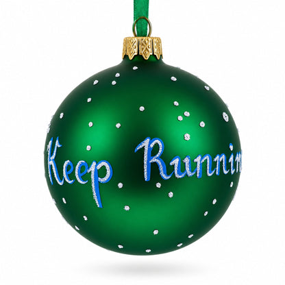 I Love Running Glass Ball Christmas Ornament 3.25 Inches