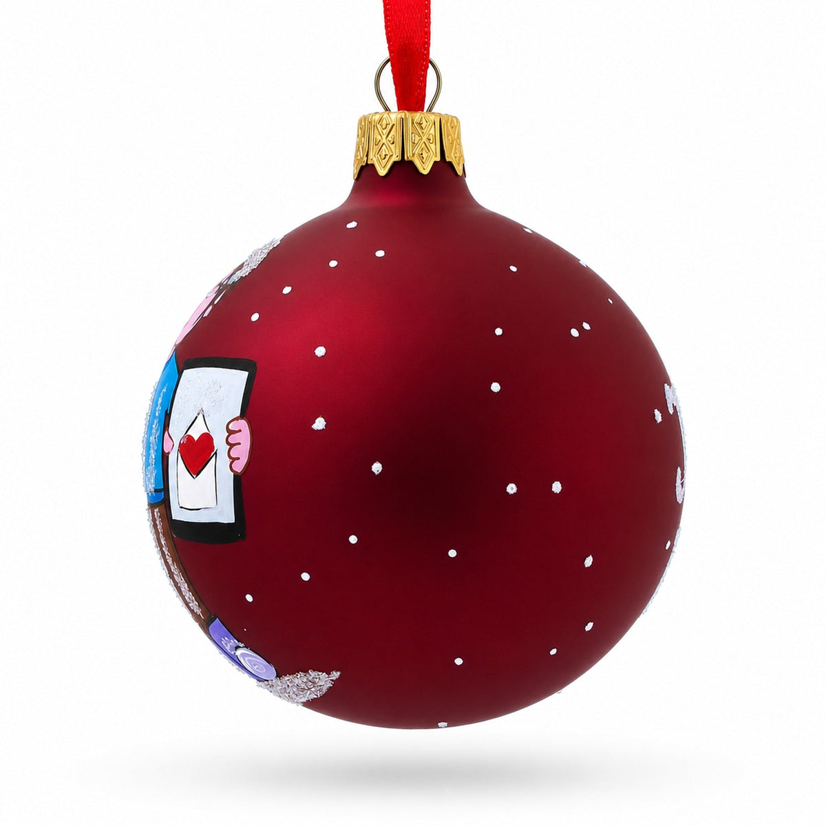 I Love my Phone Glass Ball Christmas Ornament 3.25 Inches
