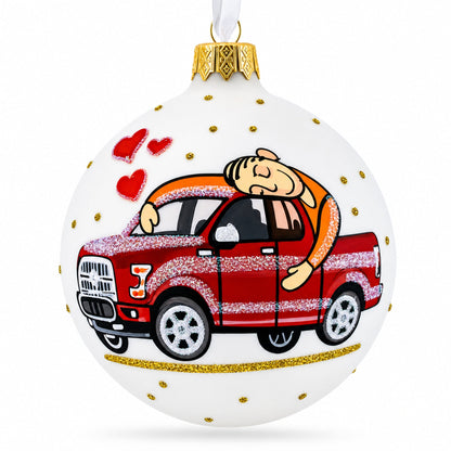 I Love My Car Glass Ball Christmas Ornament 3.25 Inches