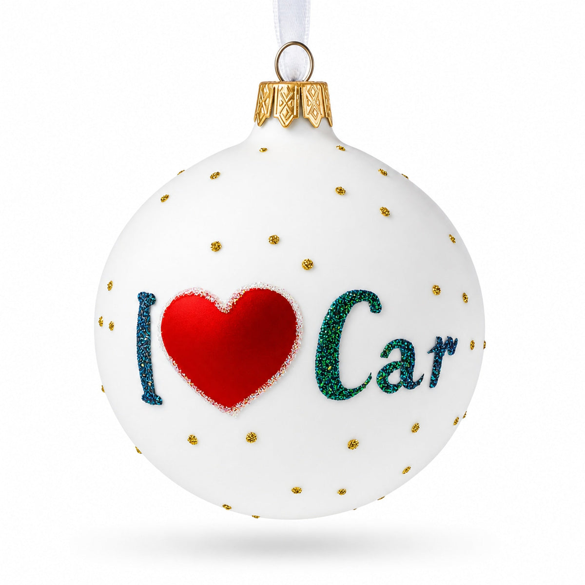 I Love My Car Glass Ball Christmas Ornament 3.25 Inches