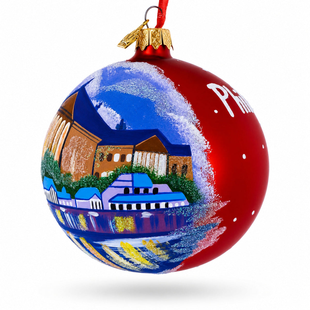 Philadelphia, Pennsylvania Glass Ball Christmas Ornament 4 Inches