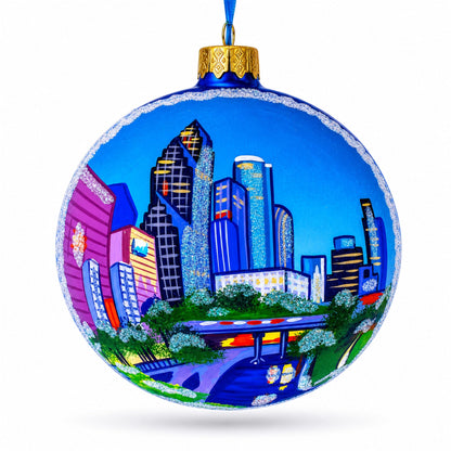 Houston, Texas Glass Ball Christmas Ornament 4 Inches