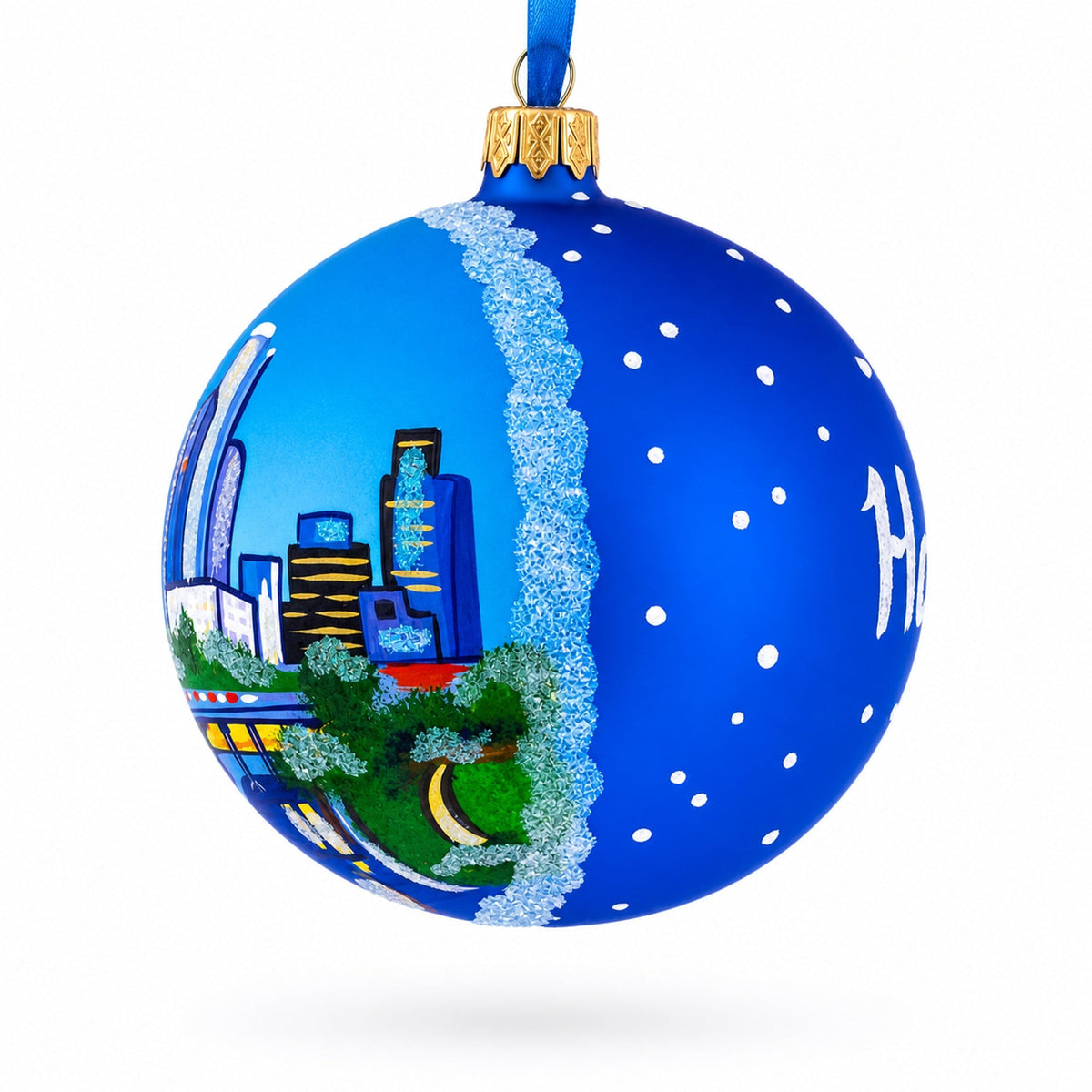Houston, Texas Glass Ball Christmas Ornament 4 Inches