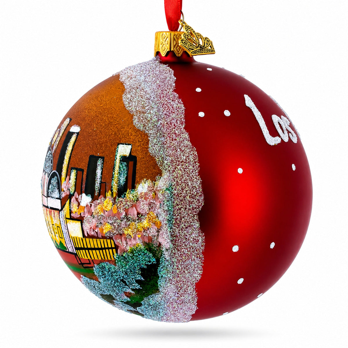 Los Angeles, California Glass Ball Christmas Ornament 4 Inches