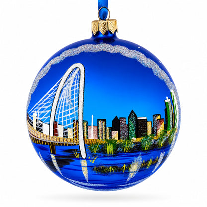 Dallas, Texas Glass Ball Christmas Ornament 4 Inches