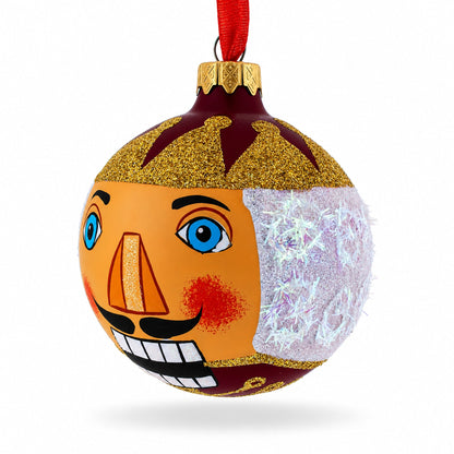 Nutcracker Glass Ball Christmas Ornament 3.25 Inches