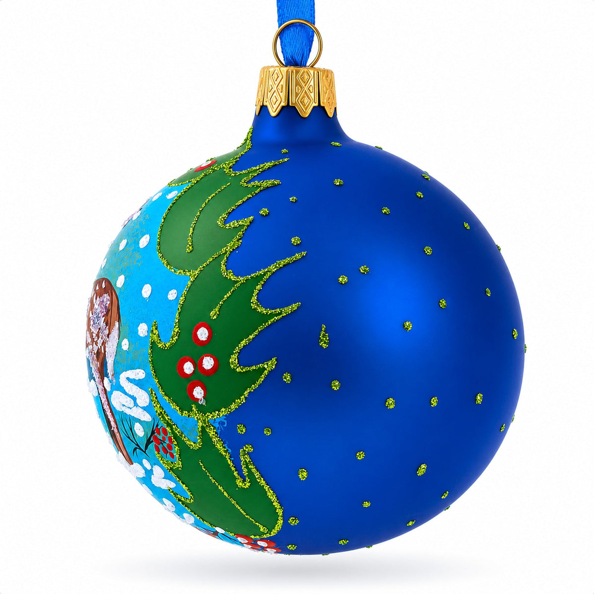 Deer in the Woods Glass Ball Christmas Ornament 3.25 Inches
