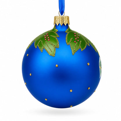 Hen Decorating the Tree Glass Christmas Ornament 3.25 Inches