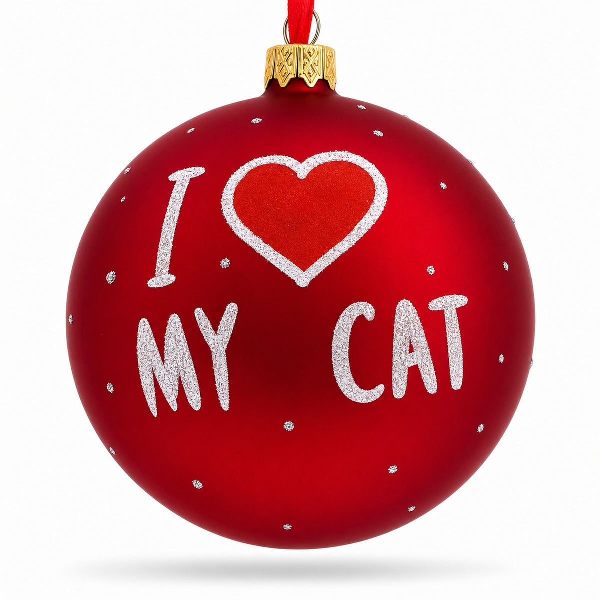 Kitten with Green Yarn Glass Ball Christmas Ornament 4 Inches