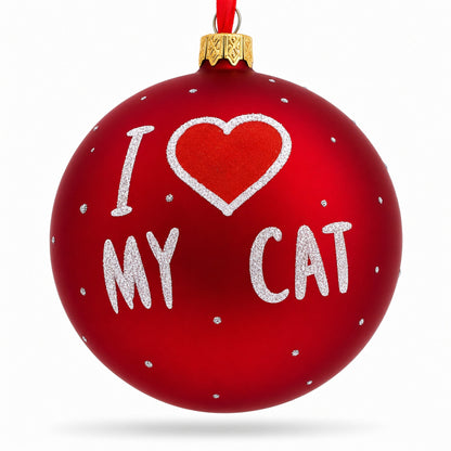 Kitten with Green Yarn Glass Ball Christmas Ornament 4 Inches