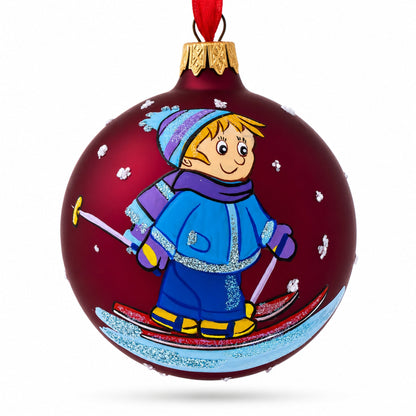 I Love to Skiing Glass Ball Christmas Ornament 3.25 Inches