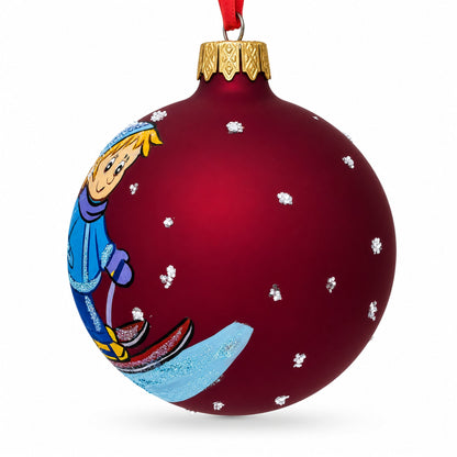 I Love to Skiing Glass Ball Christmas Ornament 3.25 Inches
