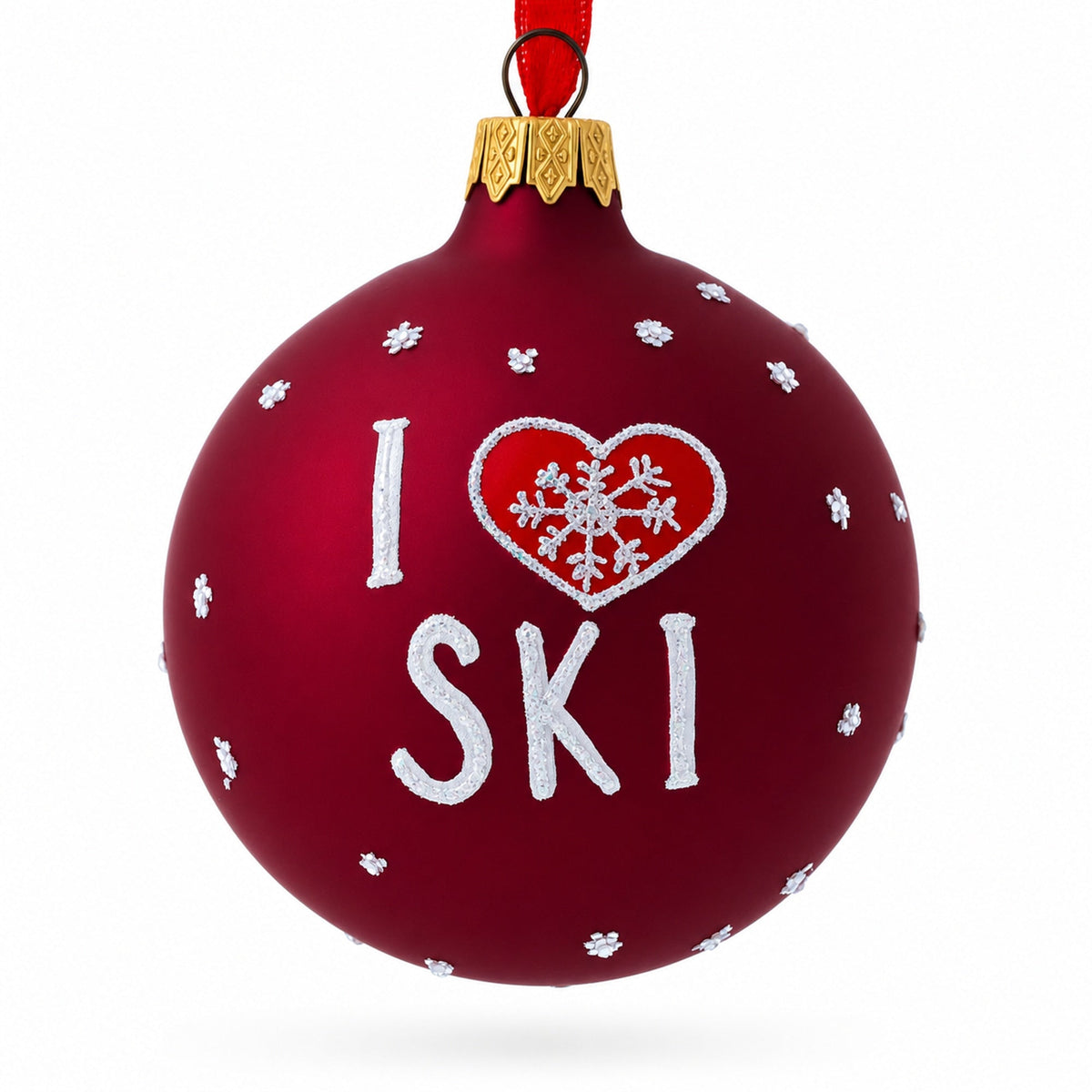 I Love to Skiing Glass Ball Christmas Ornament 3.25 Inches
