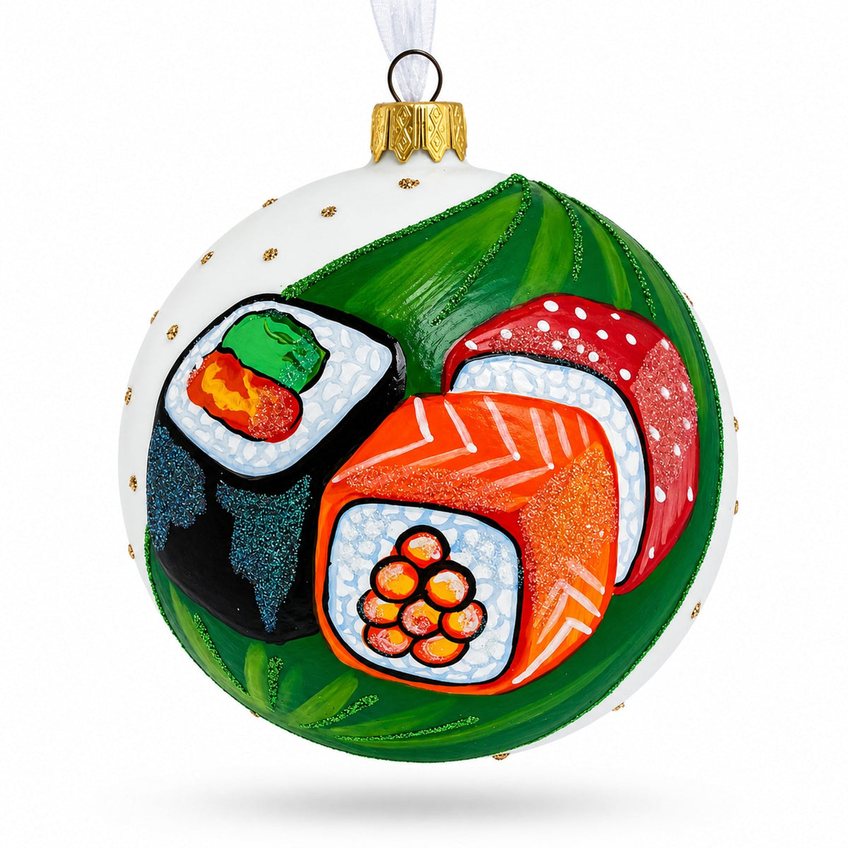Sushi Lover Glass Ball Christmas Ornament 4 Inches
