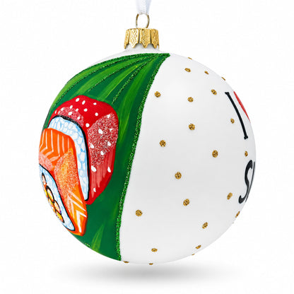 Sushi Lover Glass Ball Christmas Ornament 4 Inches