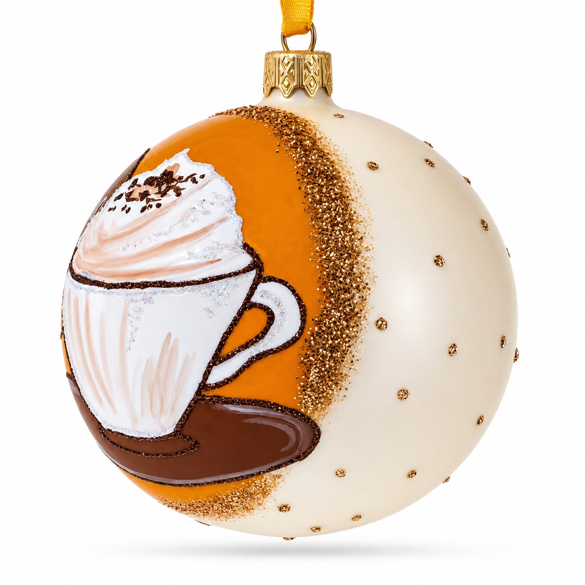 Passionate Cappuccino Lover Glass Ball Christmas Ornament 4 Inches